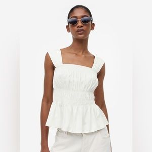 H&M White Smocked Tank Top size medium
